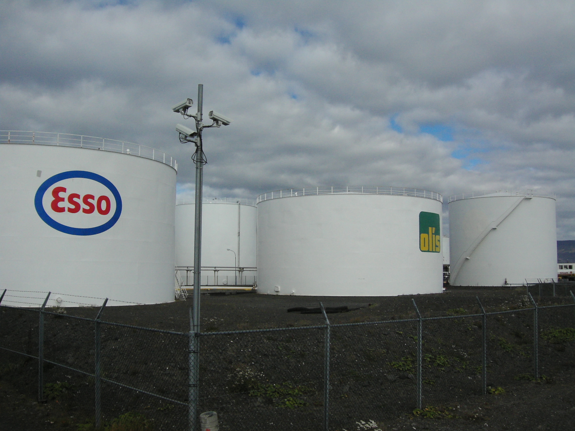 Fuel storage tanks at a port petroleum depot