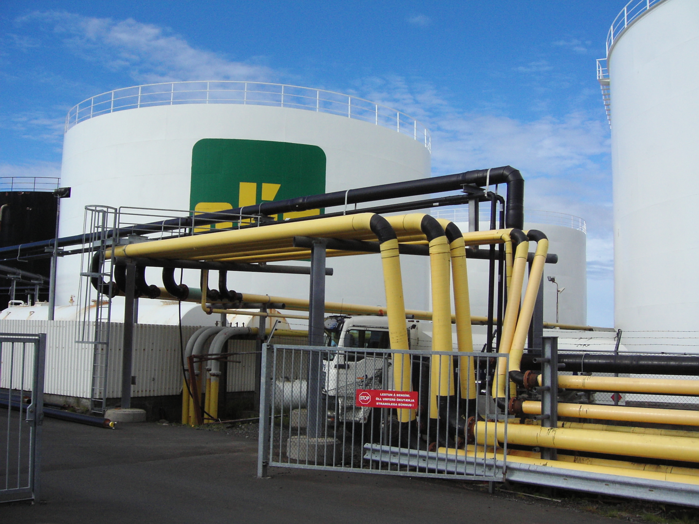 Petroleum storage tanks at a port oil depot